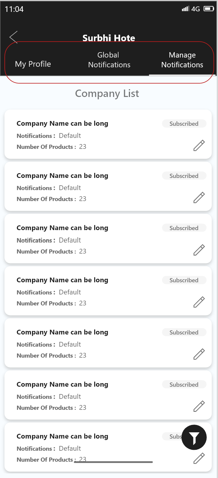 Mobile notifications tab changes