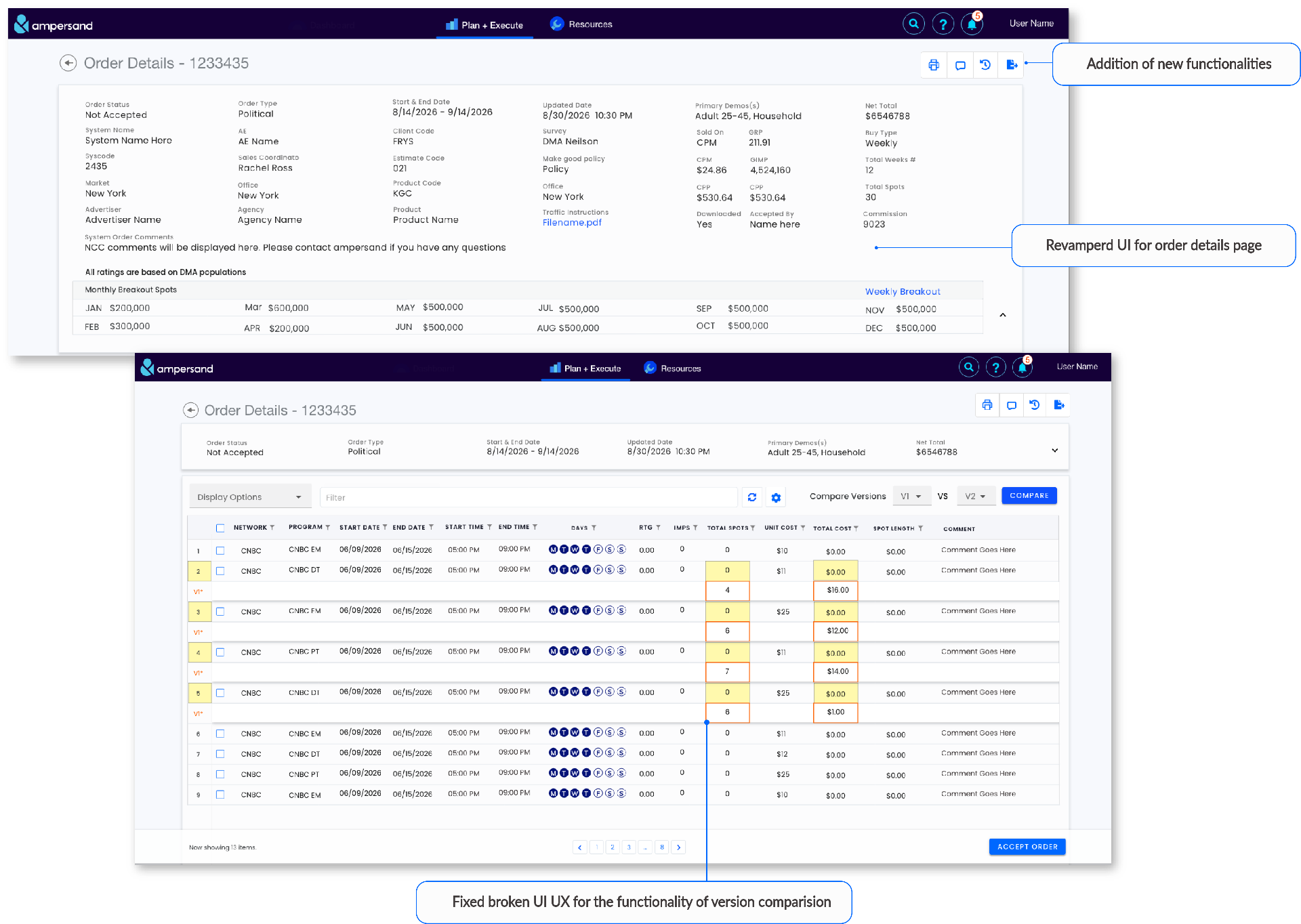Revamped order details page
