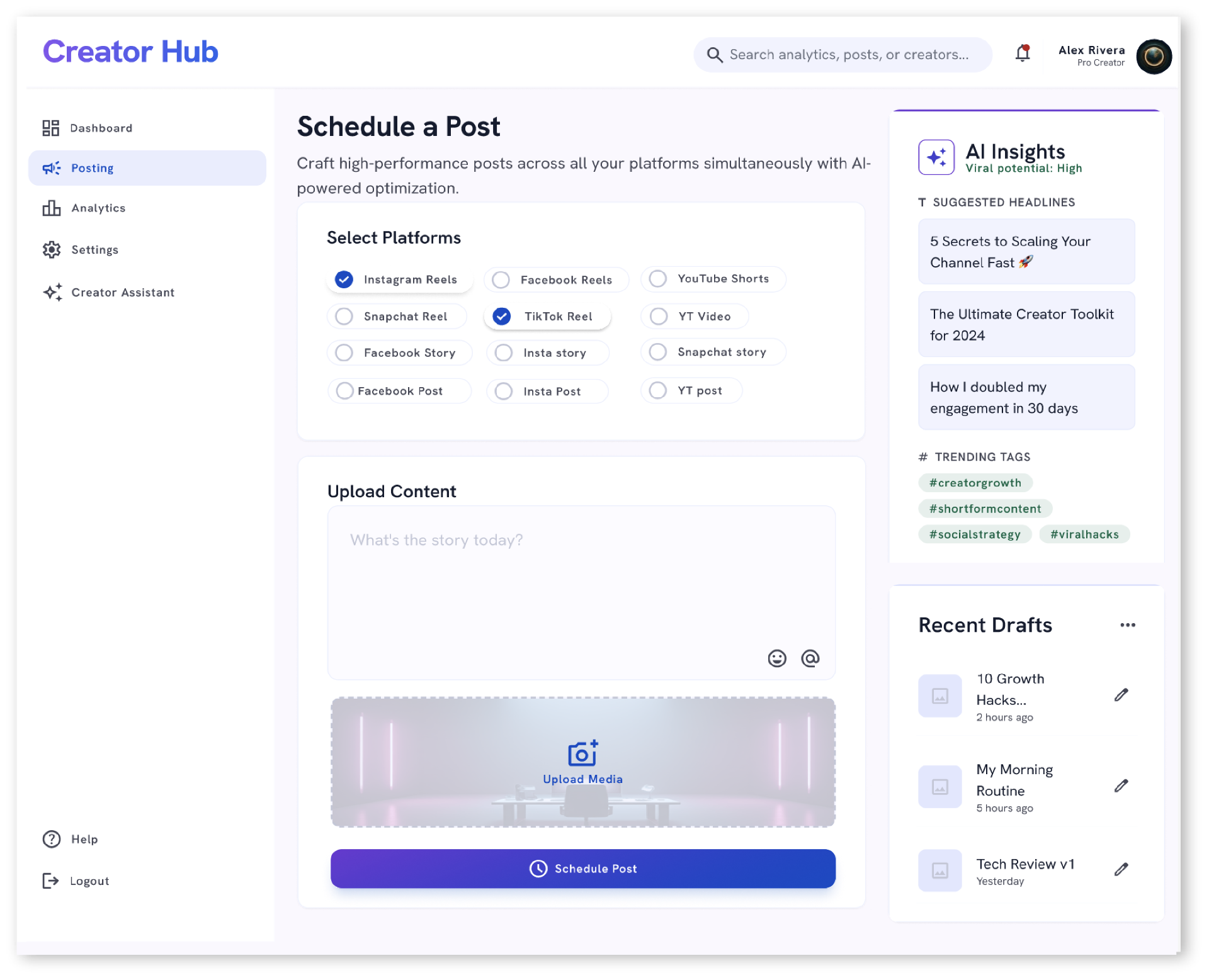 Creator Hub — Create Post
