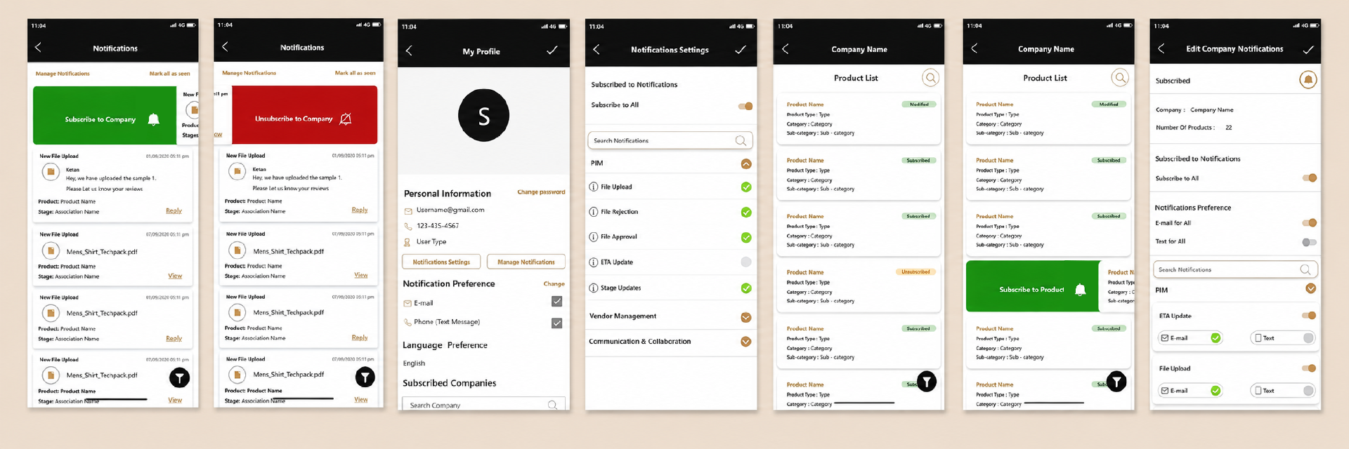 Final screens mockup