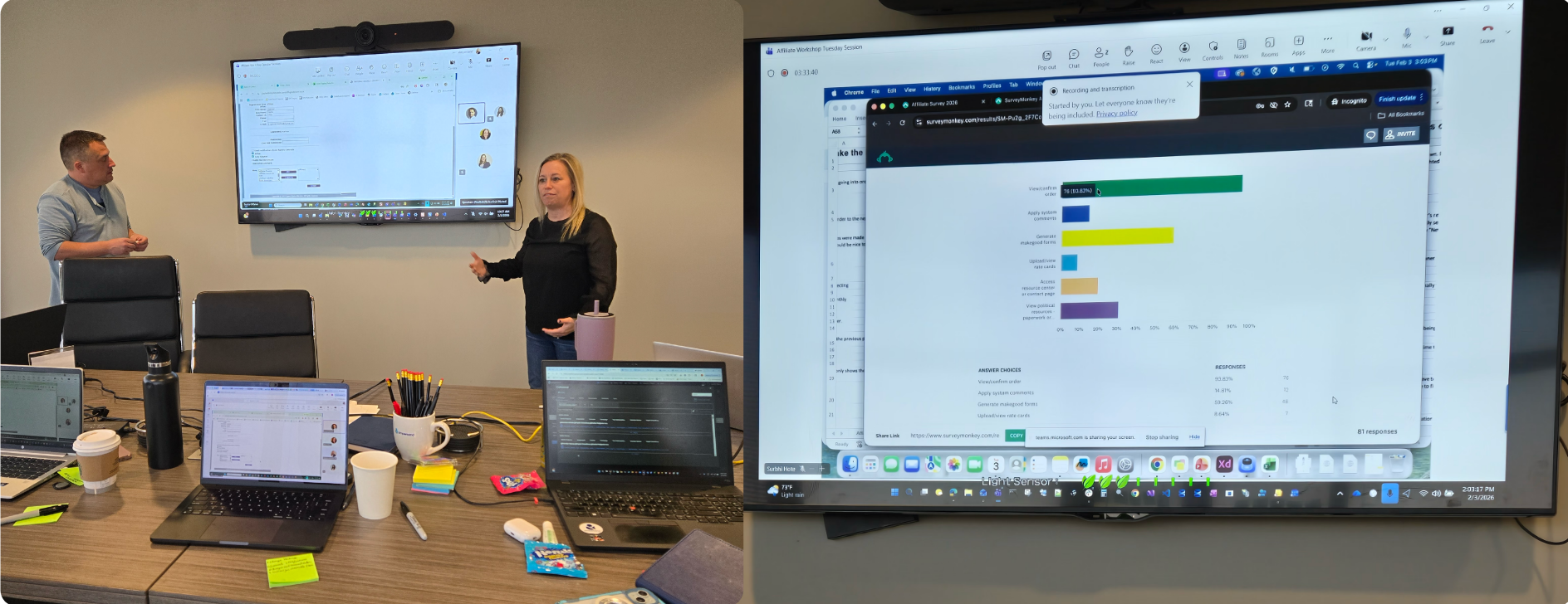Affiliate workshop define session reviewing survey results
